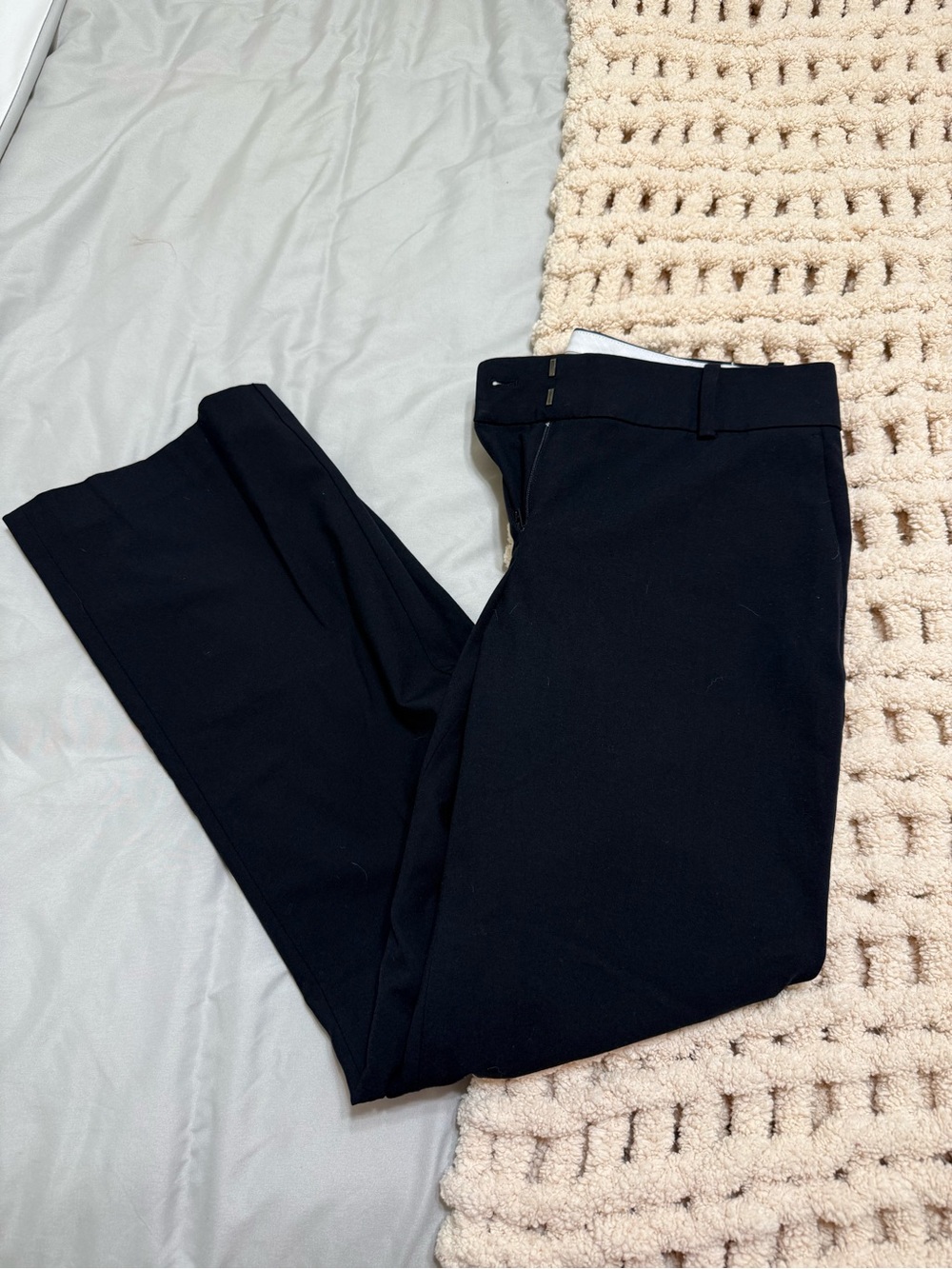 Ann Taylor Navy Trousers with White Waistband Trim